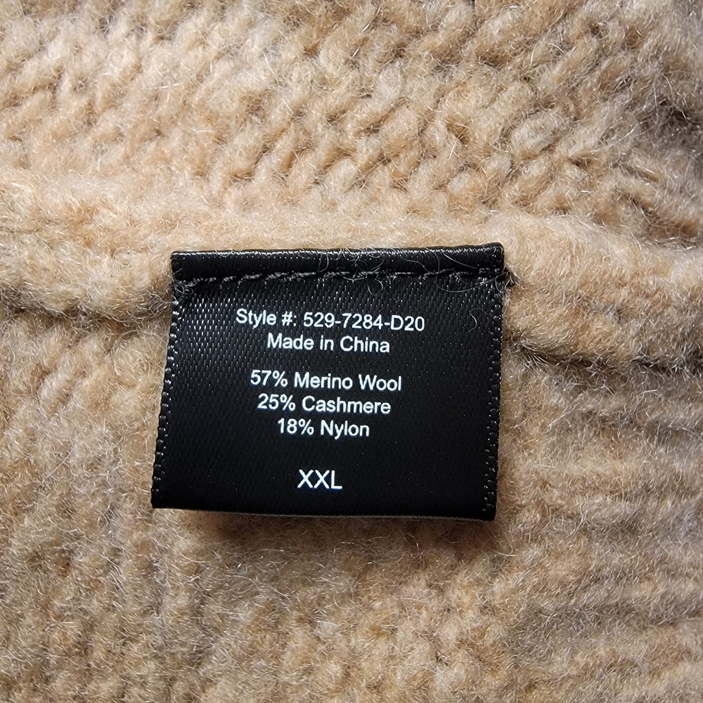Jenni Kayne 2XL Merino Cashmere Sweater Tan Brown Crew Neck - Picture 7 of 9